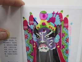 Paper Cut in China - Facial Makeup of Peking Opera -silkkipeperista leikattuja oopperanaamioita, kirjasa mukana aidot silkkipaperiset mallit
