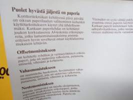 Kankaan paperia toimistopainatuksiin, konekirjoitukseen ja monistukseen - G.A. Serlachius Kankaan Paperitehdas -tuoteluettelo / paperimallit tietoineen