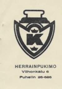 Kruunuhaan Pukimoliike  Helsinki 1930 -   firmalomake