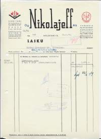 Nikolajeff Oy, Helsinki 1949 - firmalomake