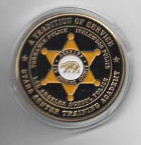 Los AngelesPolice School,  USA challenge coin / haastekolikko värimetallimm pillerissä  40 mm