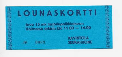 Lounaskortti / Ravintola Seurahuone  / tilapäinen maksuväline