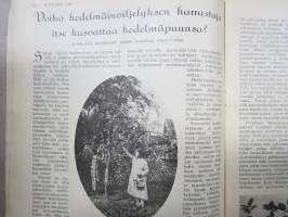 Kotiliesi 1928 nr 18, Kansikuva K. Kuutola - Vanha äiti, Suomalaisia maalaistaloja mm Untamala Laitila - Kanajärvi Kalvoila, Vastasyntyneiden kylvettäminen...