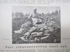 Kotiliesi 1928 nr 18, Kansikuva K. Kuutola - Vanha äiti, Suomalaisia maalaistaloja mm Untamala Laitila - Kanajärvi Kalvoila, Vastasyntyneiden kylvettäminen...