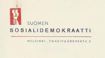Suomen Sosiaalidemokraatti  Helsinki 1955 -  firmalomake