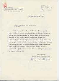 Suomen Sosiaalidemokraatti  Helsinki 1955 -  firmalomake