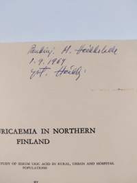 Hyperuricaemia in Northern Finland - An Epidemiological Study of Serum Uric Acid in Rural, Urban and Hospital Populations (signeerattu, tekijän omiste)