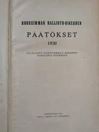 Korkeimman hallinto-oikeuden päätökset 1930