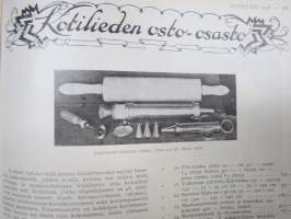 Kotiliesi 1928 nr 17, Kansikuva Eric Wasström - Ryijynkutojia, Oma koti ja rakentamisvarat, Münchenin kotitalousnäyttely, Pesuvaatteiden loppukäsittely maalla...