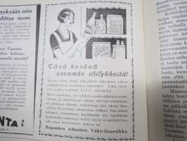 Kotiliesi 1928 nr 17, Kansikuva Eric Wasström - Ryijynkutojia, Oma koti ja rakentamisvarat, Münchenin kotitalousnäyttely, Pesuvaatteiden loppukäsittely maalla...