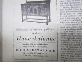 Kotiliesi 1928 nr 9, Kansikuva Hugo Simberg - Kansantaru, Naiskasvatuksesta maalaisoloissa, Rintalapsen vieroittamisesta, 24-tuntinen kello, Dahlioiden kasvatus...