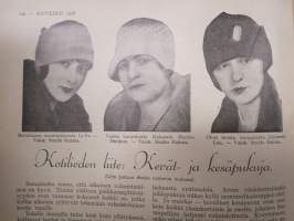 Kotiliesi 1928 nr 5, Kansikuva Gunnar Berndson - Nainen peilin edessä, Oma tupa oma lupa, Mikä on karkauspäivä?, Hiusten hoito, Kasvitarhasiementen idätys, ym.