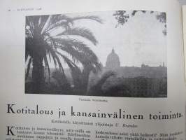 Kotiliesi 1928 nr 4, Kansikuva Alfred Broge - Nukke ja tyttö, Kotitalous ja kansainvälinen toiminta, Huonompi kuin muut, Sophie Mannerheim muistokirjoitus, Pellavat