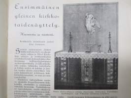 Kotiliesi 1928 nr 20, Kansikuva Juho Rissanen - Kahvia tarjoava nainen, Kirkkotaidenäyttely, Suomen juurikorit, Hapankaali, Riepumattoja, ym.