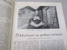 Kotiliesi 1929 nr 18, Kansikuva Vilho Sjöström - Aidalla, Pikkulapsi ja pahat voimat, Anna Sahlstén 70 v., Berliinin Kaasu- ja vesinäyttely, Vauvanvaatteet, Kaali ym