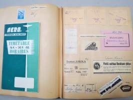 Elettyä ja koettua vv. 1949-51 -turkulaisen virkanaisen elämää leikekirjan muodossa, erilaisten tapahtumien ohjelmia, pääsylippuja, matkalippuja, ilmoituksia...