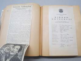 Elettyä ja koettua vv. 1949-51 -turkulaisen virkanaisen elämää leikekirjan muodossa, erilaisten tapahtumien ohjelmia, pääsylippuja, matkalippuja, ilmoituksia...