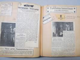 Elettyä ja koettua vv. 1949-51 -turkulaisen virkanaisen elämää leikekirjan muodossa, erilaisten tapahtumien ohjelmia, pääsylippuja, matkalippuja, ilmoituksia...