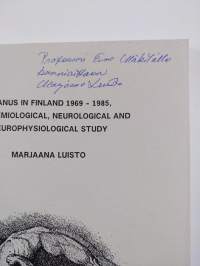 Tetanus in Finland 1969-1985, Epidemiological, Neurological and Neurophysiologigal Study (signeerattu, tekijän omiste)