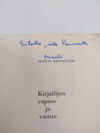 Kirjailijan vapaus ja vastuu (signeerattu, tekijän omiste)