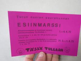 Aprilleri - Tyttöjäen ja poikien riemujuhla Kupittaan urheiluhalli 1.4.1973 - Turun ev. lut. seurakuntien tapahtuman mainoskortti