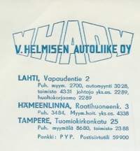 Helmisen Autoliike Oy   Hämeenlinna 1957