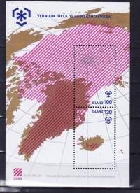 Islanti blokki/pienoisarkki 2009 Is og Jöklar. ** postituore. (jäätiköt, ympäristö, luonto)
