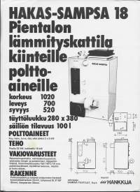 Sampsa Tehtaat Kyrö / Hakas-Sampsa lämmityskattila  myyntiesite