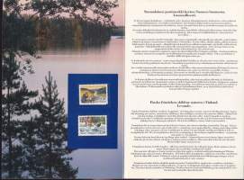 Suomi  Luontomerkkejä ** postituore 1983 Pohjola (921-22), 1986 Europa (982-83), Savonlinna 1989 (1086), Sauna (809), Pohjola (1138-39.(LAPE 11,40€). Lahjapakkaus.