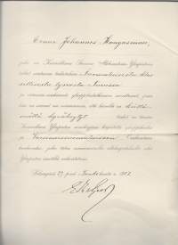 Keisarillisen Suomen Aleksanterin Yliopisto 1907  - Nimikirjaan kirjoitettu /allekirjoiitus ja stansattu sinetti