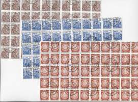 DDR postimerkkiarkki   a 50 kpl  3 arkin erä yht 150 postimerkkiä