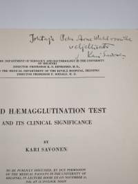 Cold haemagglutination test and its clinical significance (signeerattu, tekijän omiste)