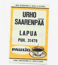 Urho Saarenpää Lapua-   tulitikkuetiketti