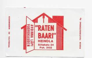 Raten Baari Heinola -   tulitikkuetiketti