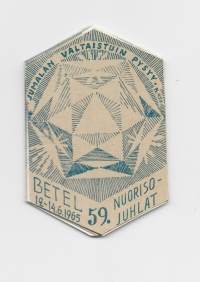 Betel 196559..Nuorisojuhlat . - rintamerkki  pahvia