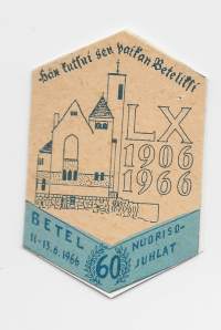 Betel 1966 60..Nuorisojuhlat . - rintamerkki  pahvia