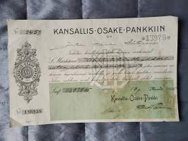 v.1915 Kansallis-Osake-Pankin kuitti