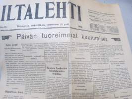 Iltalehti, 22.1.1913, Helsingissä ilmestynyt sanomalehti, Perättömiä huhuja tunnetuista henkilöistä, Kirjapainojen pakkokappaleasia, Vesikauhua Karjalassa, ym.