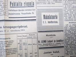 Iltalehti, 22.1.1913, Helsingissä ilmestynyt sanomalehti, Perättömiä huhuja tunnetuista henkilöistä, Kirjapainojen pakkokappaleasia, Vesikauhua Karjalassa, ym.