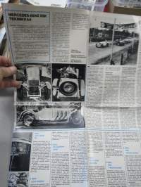 Mercedes Benz SSK 1929  - juliste 55 x 80 cm taiteltu A4 kokoon, K.A. Ebb valkoinen kisa-auto, entisöinti