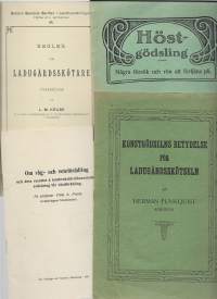 Höstgödsling 1913  , Konstgödselns betydelse för ladugärdsskötseln 1910, Ladugårdsskötare 1895 ja Om råg- och veteförädling 1935  yht 4 kpl