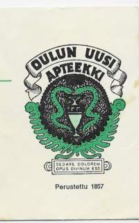 Oulun Uusi   Apteekki / Hammaslääkärin resepti   , resepti  signatuuri   1972