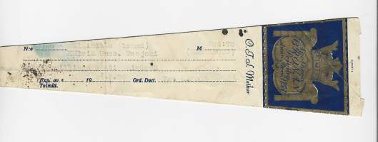 Apotheca Cronan O T S Mether  resepti  signatuuri  lehmälle Kälviä 1950