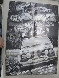 Timo Mäkinen - Henry Liddon - Ford Escort - Voittajia RAC-rallissa 1973-1974-1975 - Vauhdin Maailma -lehden juliste
