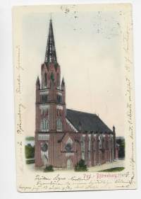 Pori kirkko - paikkakuntakortti, kirkkopostikortti  postikortti  kulkenut 1901 merkki pois