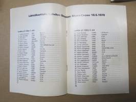 Stadion Moto-Cross 18.5.1978, Lahti -rallikisa / moottoriurheilukilpailu, käsiohjelma / lähtöluettelo
