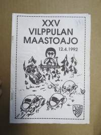 XXV Vilppulan maastoajo 12.4.1992 -rallikisa / moottoriurheilukilpailu, käsiohjelma / lähtöluettelo