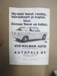 SM-jäärata-ajot Jämsä Patalahti 12.2.1972 -rallikisa / moottoriurheilukilpailu, käsiohjelma / lähtöluettelo