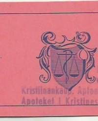 Kristiinankaupungin Apteekki  - apteekkisignatuuri reseptiliuska  blanko