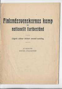 Finlandssvenskarnas kamp för nationellt fortbeständ / Rafael Colliander  1924